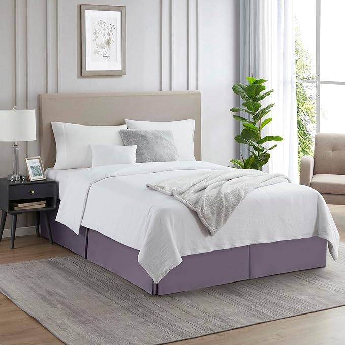 Nestl Grayish Purple Full XL Bed Skirt - Full XL Size Bed Skirt 14 Inch Drop - Brushed Microfiber Bed Skirts - Hotel Quality Pleated Bed Skirt - Shrinkage & Fade Resistant