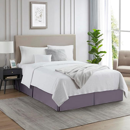 Nestl Grayish Purple Bed Skirt King Size - King Bed Skirt 14 Inch Drop - Brushed Microfiber Bed Skirts - Hotel Quality Pleated Bed Skirt - Shrinkage & Fade Resistant