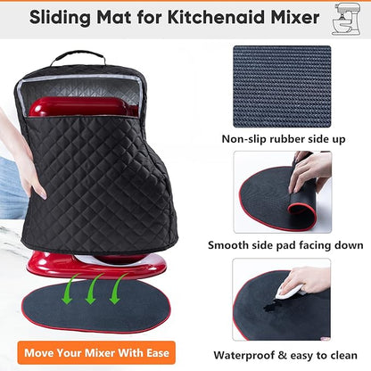 BAGSPRITE Stand Mixer Cover with Appliance Sliders Compatible with KitchenAid Mixer 4.5/5 Quart with Pockets for Kitchen Aid Accessories and Attachments