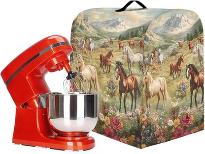 Horse Print Stand Mixer Cover with 2 Pocket and Handle Kitchen Appliance Coffee Maker Toaster Dust Covers