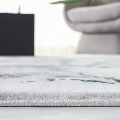 SAFAVIEH Craft Collection Area Rug - 8' Square, Grey & Green, Modern Abstract Design, Non-Shedding & Easy Care, Ideal for High Traffic Areas in Living Room, Bedroom (CFT877Y)
