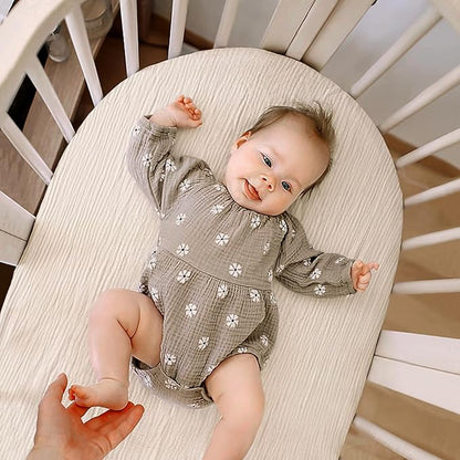 lulumoon Baby Muslin Bassinet Sheets: Snuggly Soft Cotton Sheets for Boys and Girls - Fitted foror Chicco Lullago Anywhere & Baby Bjorn Cradle & Bassinet