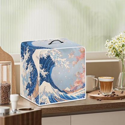 Coffee Maker Cover For Kitchen With Top Handle Waterproof Dust Appliance Cover Suitable For Most Coffee Machine Models The Great Wave off Kanagawa