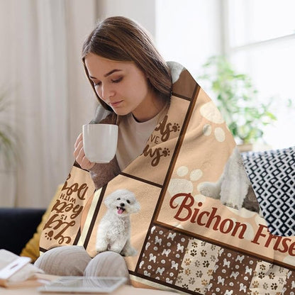 Bichon Frise Dog Print Blanket Best Dog Pet Animal Throw Blankets for Couch Sofa Stuff Decor Gifts Lightweight Soft Cozy Fleece Plush Warm Flannel Bedding for Lover Man Woman Teen Adults 50"x60"