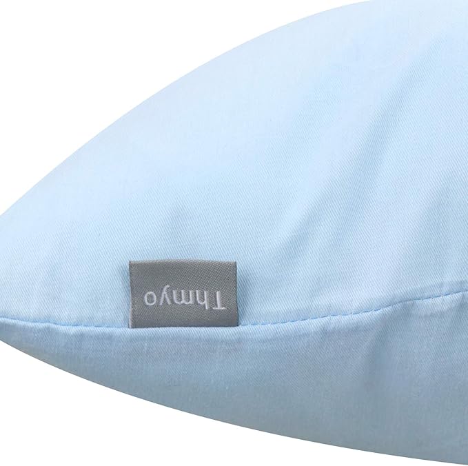 Thmyo 4-Pack 100% Cotton Comfortable Solid Decorative Throw Pillow Case, Square Cushion Cover Pillowcase Sublimation Blank Pillow Covers DIY Throw Pillowcase for Sofa(24x24 inch/ 60x60cm,Light Blue)
