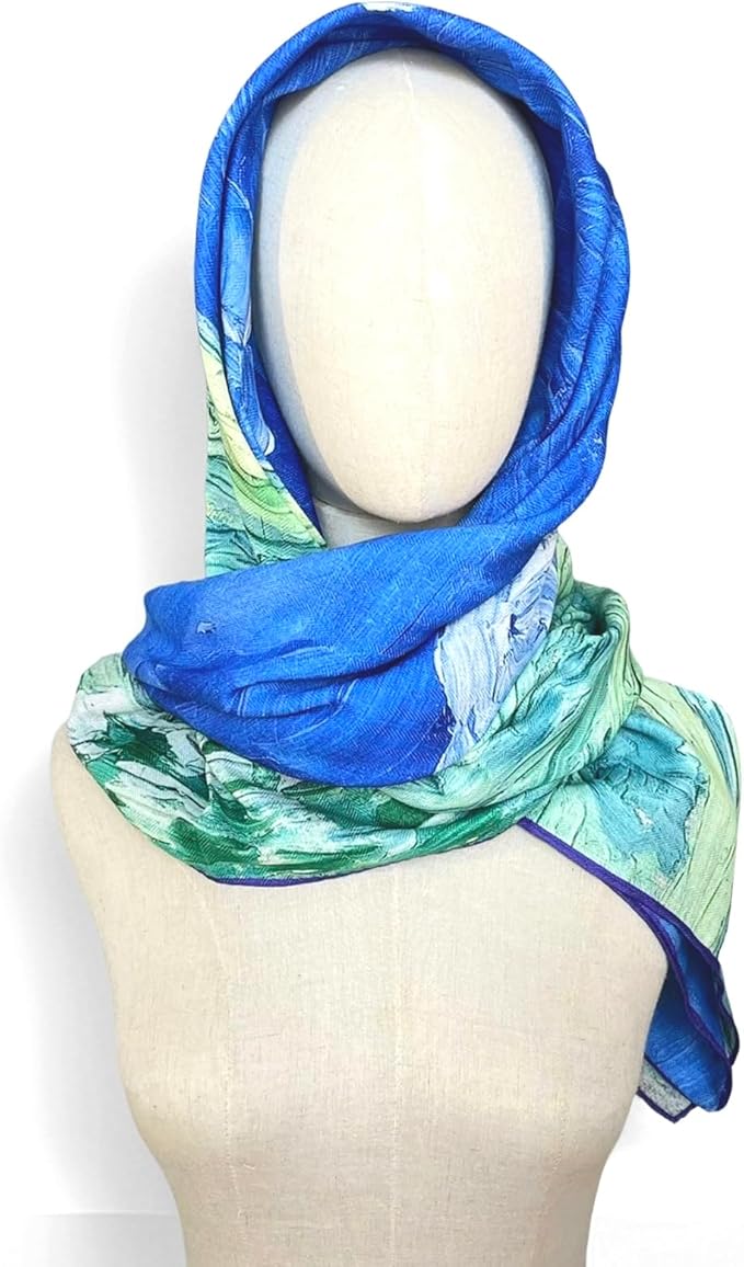 Artist Oil Painting Wraps 51"x51" Cashmere-Soft Art Pashmina Luxury Rolled Hem Women Large Travel Blanket Shawl