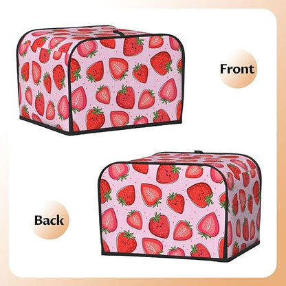 Pink Strawberry Kawaii Fruit 4 Slice Toaster Cover, Waterproof Toaster Dust Cover Bread Maker Protective Cover For Small Kitchen Appliance Dining Room Table Home Decor Gifts