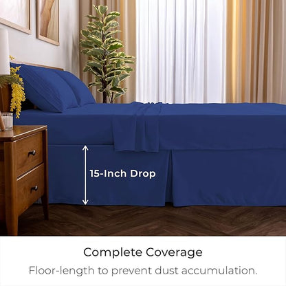 Mellanni Bed Skirt Full Size - Bed Skirting - 15-Inch Tailored Drop Pleated Dust Ruffle - Hotel Luxury Bedding - Wrinkle, Fade, Stain Resistant - 1 Bedskirt (Full, Royal Blue)