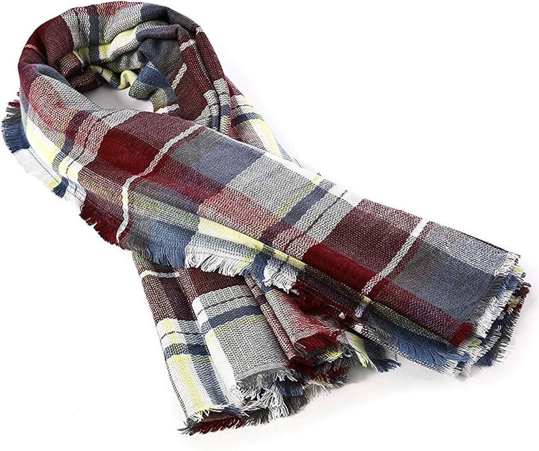 American Trends Women's Cozy Warm Winter Fall Blanket Scarf Stylish Soft Chunky Checked Giant Scarves Shawls