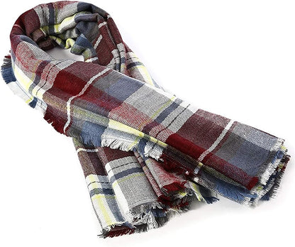American Trends Women's Cozy Warm Winter Fall Blanket Scarf Stylish Soft Chunky Checked Giant Scarves Shawls