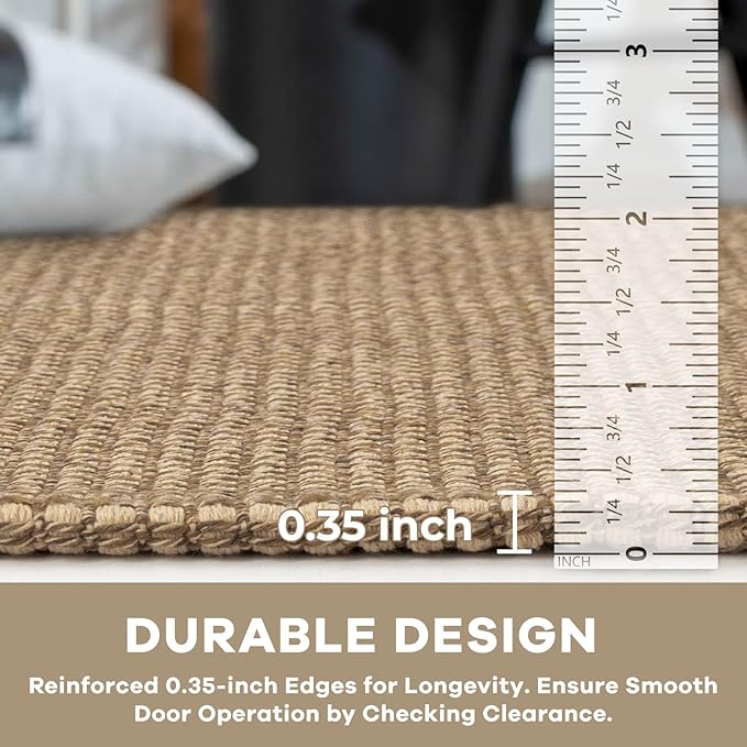 KOZYFLY Area Rug Runner Sets of 2 Pcs 2x3 and 2x5 Washable Kitchen Rugs Non Slip Rubber Backed Hallway Rug Woven Cotton Entrance Rugs for Front Porch Bathroom Kitchen Bedroom, Tan/Orange/Brown