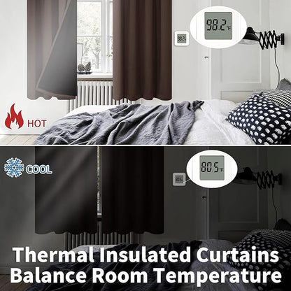 BGment Brown Blackout Curtains for Bedroom 63 Inch Length 2 Panels, Thermal Insulated Room Darkening Curtains Rod Pocket Soundproof Bedroom Living Room Window Curtains, Each 52 Inch Wide