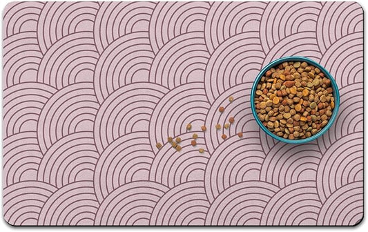 Dog Food Mat for Floors, Absorbent and Quick-Drying Pet Cat Food Mat,Anti-Fouling and Easy-to-Clean Pet Feeding Mat,Dog Bowl Mats for Messy Drinking Water Bowls.12 x20inch Boho Style