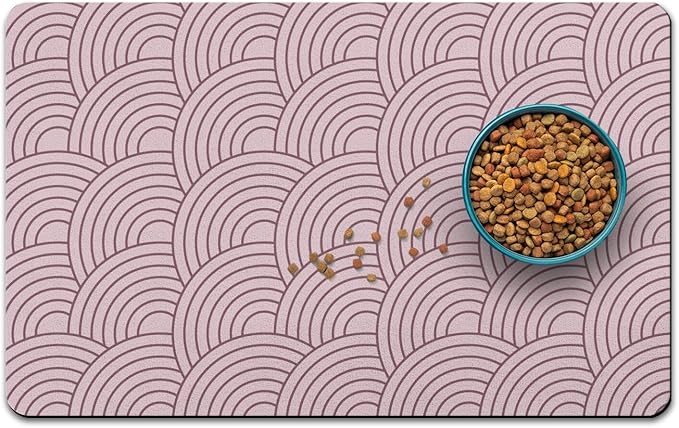 Dog Food Mat for Floors, Absorbent and Quick-Drying Pet Cat Food Mat,Anti-Fouling and Easy-to-Clean Pet Feeding Mat,Dog Bowl Mats for Messy Drinking Water Bowls.17x32inch Boho Style