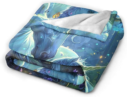 Unicorn Blanket for Girls - White Horse Throw for Women, Men, Boys - Soft Warm Cozy Fleece for Couch, Sofa, Bed - Gifts and Decor - 60"x50"