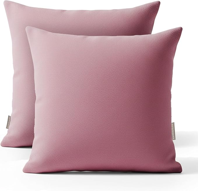 Haven & Glow Decorative Throw Pillow Cover – Square Cushion Case with Zipper | Modern Sofa, Couch & Bed Accent Pillow Covers for Living Room, Bedroom & Home Decor | 18 x 18 inches – Violet – 2 Pack