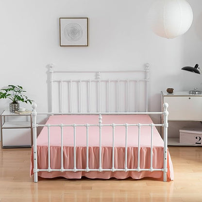 Bed Skirt Queen Size, Ruffled Bed Skirts with Split Corners, 12 Inch Drop Dust Ruffle Bed Skirt with Platform, 12 Inch, Peach, Queen