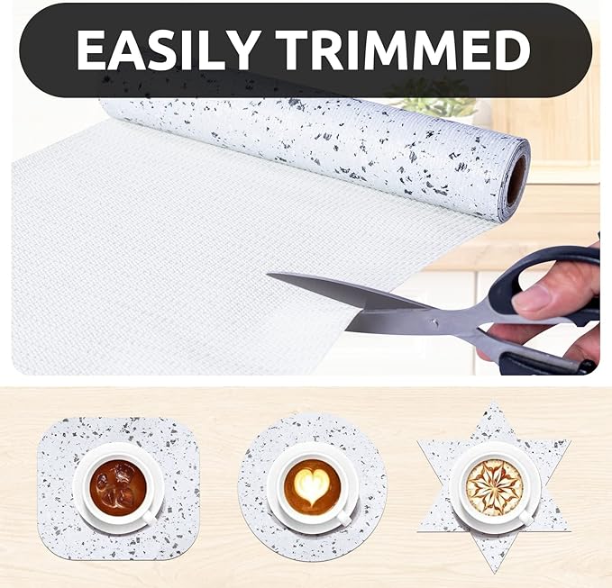 RAY STAR 18X96 Inch Shelf Liner for Kitchen Cabinets, Non-Adhesive Cabinet Liner Washable, PVC Drawer Liner for Dresser Non-Slip Bathroom (Stone)(3 Roll)
