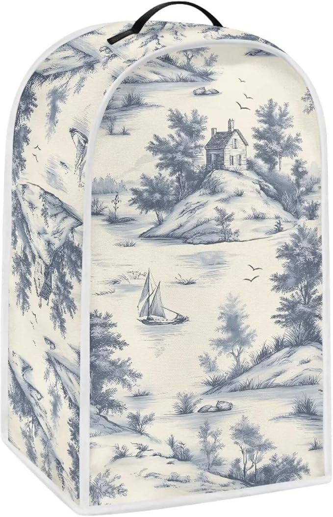 Talayituse Toile De Jouy House Print Blender Dust Cover, Fingerprint Protection Cover for Stand Mixer or Coffee Machine, Home Kitchen Appliance Covers for Stain Dust Resistant Supplies