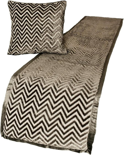 The HomeCentric King Queen Twin Grey Decorative CA King 86"x18" Bed Runner Without Pillow Cover, Crystals Bed Scarf on Velvet Fabric - Grey Crystal Chevy