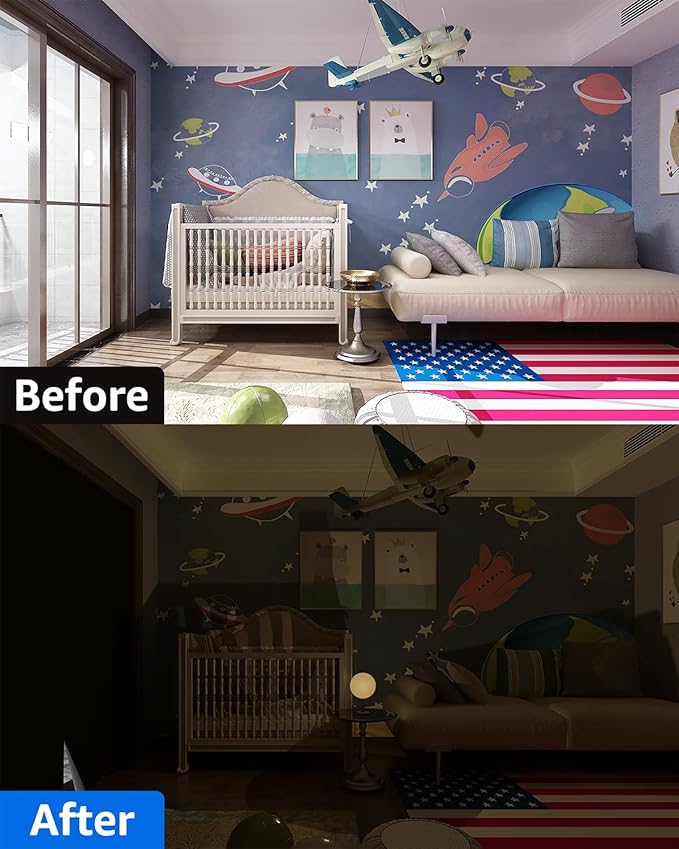 Sumobaby Blackout Curtains for Bedroom Portable 63"x72",No Drill Blackout Shades with Upgraded Hook&Loop Tapes,100% Black Out Window Cover,Thermal Insulated Blinds for Bedroom,Nursery(1 Panel,Black)