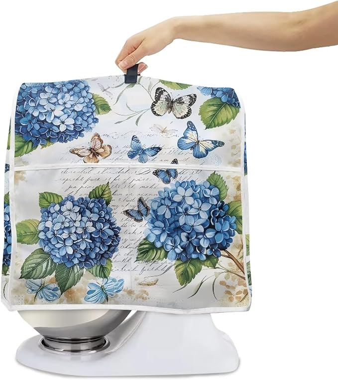 Butterfly Stand Mixer Cover 6-8 Quart Hydrangea Floral Kitchen Appliance Dust Cover Universal for Air Fryers, Coffee Makers Pressure Cooker Mixer Parts & Accessories