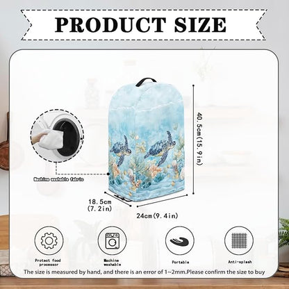 Undersea Turtle Coral Blender Dust Cover Kitchen Small Appliance Decor Anti Fingerprint Oil-proof Dust Protection Stand Mixer Food Processor Juicer Cover 9.4 x 7.2 x 15.9 inch