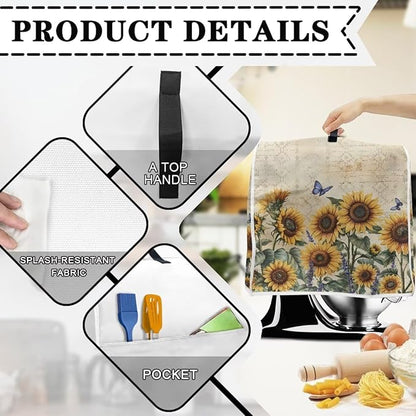 Sunflower Mixer Cover for Kitchen Aid 4.5-5 Qt Mixer, Yellow Small Appliance Dust Covers Universal for Air Fryers, Coffee Makers, Kitchen Decor Gift for Friends