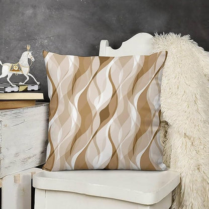 Cream Throw Pillow Covers Modern Abstract Cream and Grey Striped Decorations for Bedroom Living Room Farmhouse Sofa Pillows Bed Couch 20x20 Inch
