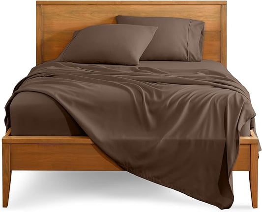 Bare Home Full XL Sheet Set - Luxury 1800 Ultra-Soft Microfiber Extra Long Bed Sheets - Double Brushed - Deep Pockets - Easy Fit - 4 Piece Set - Bedding Sheets & Pillowcases (Full XL, Cocoa)