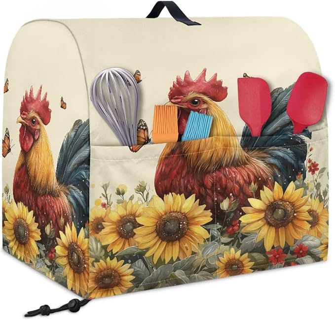 Stand Mixer Covers for 4.5-5 Quart Mixer Rooster with Butterfly Mixer Covers Protector Kitchen Aid Mixer Cover Accessories Decoration