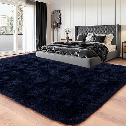 Area Rugs for Living Room, Soft Shaggy Carpets for Living Room, Fuzzy Rugs for Kids' Room, Perfect Decor for Modern Home Navy Blue 9x12 Feet