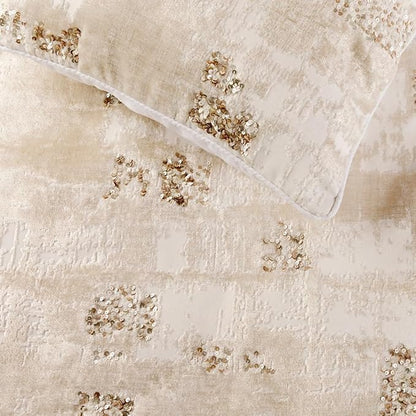 The HomeCentric Ivory Bed Runner Without Pillow Cover, Full Size 68"x18" Decorative Bed Runner, Ivory Velvet Bed Scarf in Foil Velvet with Sequin - Creative Grudge