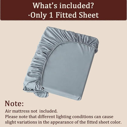 Fitted Sheet for Queen Air Mattress, with 18-24 Inch Extra Deep Pocket, Soft Breathable Bed Sheet Bottom Mattress Cover for Inflatable Air Bed, Grey