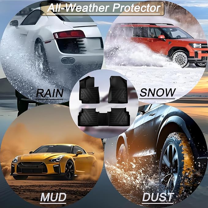 TPE Floor Mats Compatible with KIA Sportage Gas 2023-2026 Models，All Weather Protection 3D Waterproof Durable Anti-Slip TPE Floor Liners 1st ＆ 2nd Row Custom-fit Set Accessories （Non Hybrid Non PHEV）