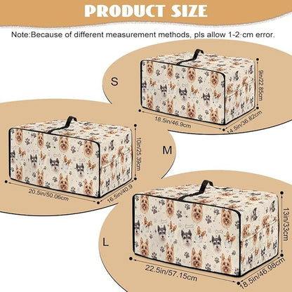 Air Fryer Toaster Oven Dust Cover Washable Fabric Convection Oven Protector with Storage Pockets, S, Yorkshire Terrier Schnauzer Dog Bone Paw Beige Puppy Pattern