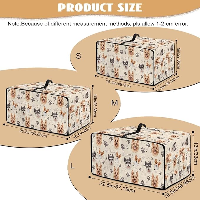 Air Fryer Toaster Oven Dust Cover Washable Fabric Convection Oven Protector with Storage Pockets, M, Yorkshire Terrier Schnauzer Dog Bone Paw Beige Puppy Pattern