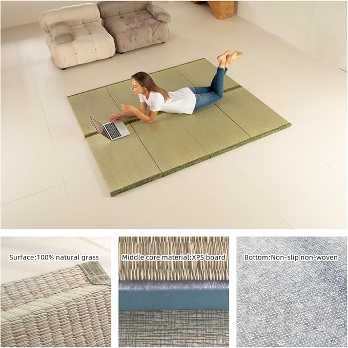 MustMat Tatami Mat Japanese Floor Mattress Traditional Japanese Futon Floor Mattress Rush Grass Foldable Bed 35.4"x78.7"x1.2" (1 Piece)