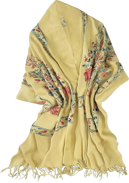 Urban CoCo Women's Embroidered Tassel Long Shawl Oversize Scarf Wraps for Women