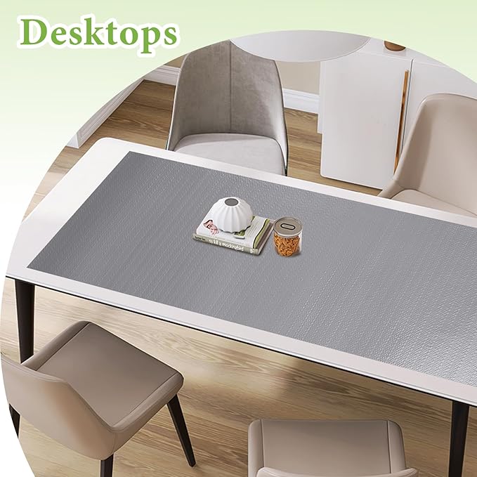 Shelf Liners for Kitchen Cabinets 12in x 20FT Non Adhesive Drawer Liner Grey Thickened Shelf Liner Paper Strong Non-Slip Easy to Clean for Tool Box Refrigerator with Knife and Tape Measure