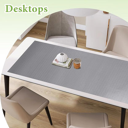 Shelf Liners for Kitchen Cabinets 12in x 20FT Non Adhesive Drawer Liner Grey Thickened Shelf Liner Paper Strong Non-Slip Easy to Clean for Tool Box Refrigerator with Knife and Tape Measure