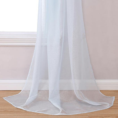 DONREN Scarf Curtain for Window - Home Decoration Sheer Voile Scarf Valance for Wedding (1 Panel, W34 x L216, Light Blue)