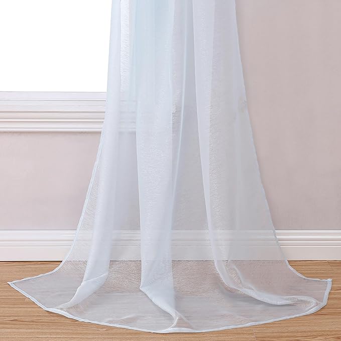DONREN Scarf Curtain for Window - Home Decoration Sheer Voile Scarf Valance for Wedding (1 Panel, W52 x L216, Light Blue)