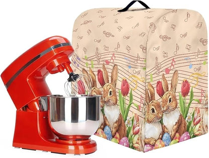 Generic Cute Rabbit Stand Mixer Cover for Easter Decor, Kitchen Dust Cover, 6-8 Quart, Lightweight, Waterproof, Polyester, Drawstring Closure, Top Handle, Pockets for Accessories