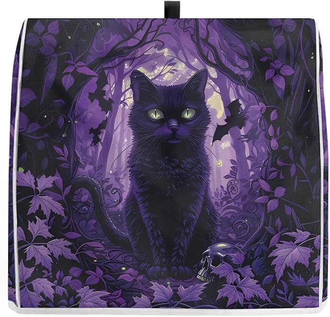 Black Cat Stand Mixer Cover Washable Kitchen Appliance Cover for 6-8 Quart Mixers Dustproof & Oilproof Food Processor Covers for Home Aid Mixers Accessories Halloween Kitchen Decor