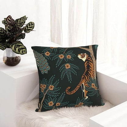 NBFKDO Pillow Cover,Tiger and Peacock (1) Throw Pillow Case Modern Cushion Cover Square Pillowcase Decoration for Sofa Bed Chair Car