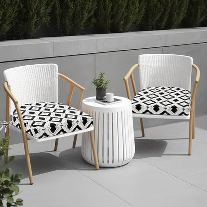 idee-home Outdoor Chair Cushions Set of 4, Thick 17" x 17" x 3" Outdoor Seat Cushions Patio Furniture Waterproof with Ties, Dining Pads