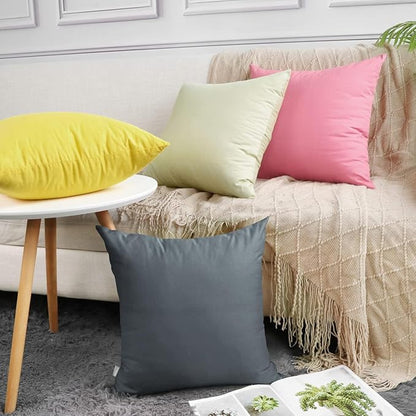 4-Pack 100% Cotton Comfortable Solid Decorative Throw Pillow Case Square Cushion Cover Pillowcase Sublimation Blank Pillow Covers(Cover Only,No Insert) (26x26 inch/ 66x66cm, Dark Grey)