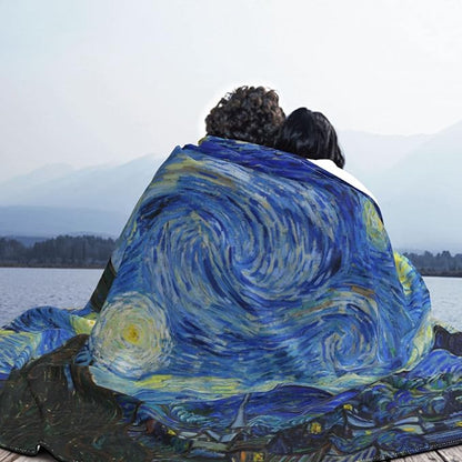 Starry Night Soft Blanket All Season Fuzzy Throw Warm Lightweight Blanket Flannel Blankets Fleece Throws for Bed Sofa Couch Travel Home Living Room Decor 80"x60"