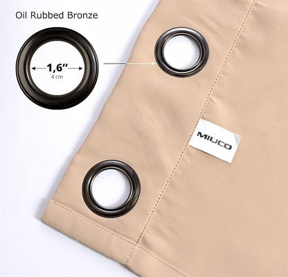 MIUCO Room Darkening Soild Grommet Blackout Curtains for Kids Bedroom Window Curtains Set of 2 52x84 Inch Taupe, Bonus 2 Tie Backs Included